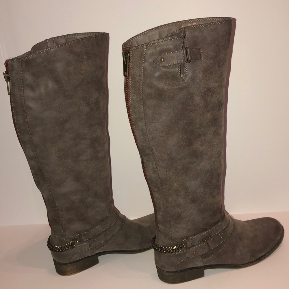 Grey Knee High Boots